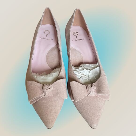 Sole Bliss Kelly Blush Pink Suede Low Heels Womens Sz 11 US 42 New NIB $315 - Picture 10 of 16